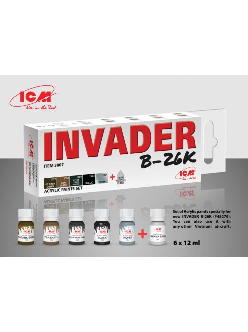 ICM - Acrylic paint set for Invader B-26K and other Vietnam aircraft 6  12 ml