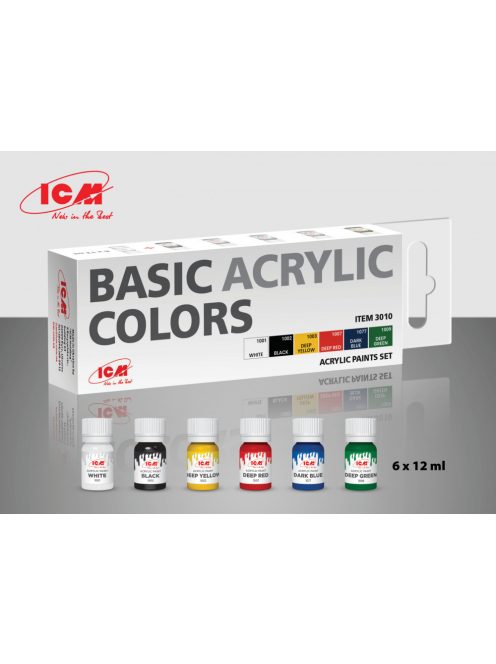 ICM - Acrylic paint set Basic acrylic colors 6  12 ml