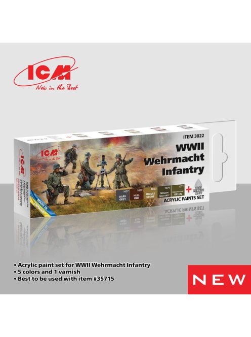 ICM - Acrylic Paint Set for WWII Wehrmacht Infantry 6 x 12 ml