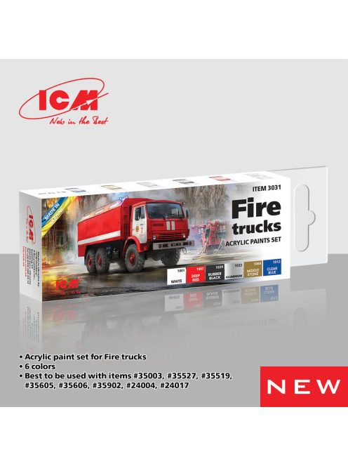 ICM - Acrylic paint set for Fire trucks 6 ? 12 ml