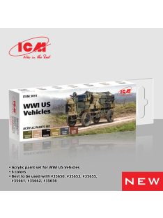   ICM - Acrylic Paint Set for WWI US military vehicles   6 x12 ml