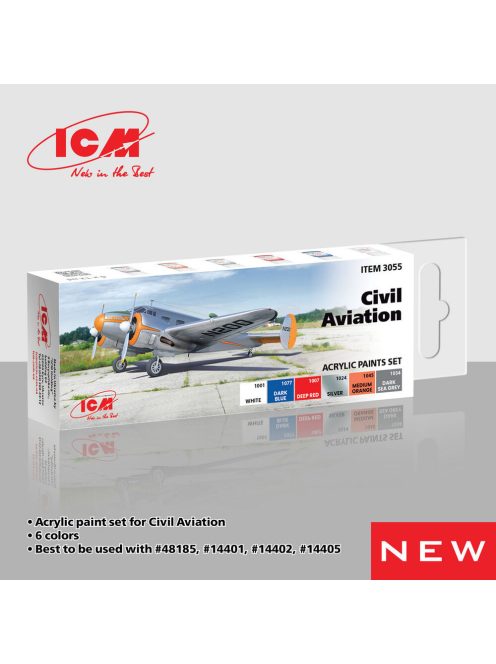 ICM - Acrylic Paint Set for Civil Aviation  6 x12 ml