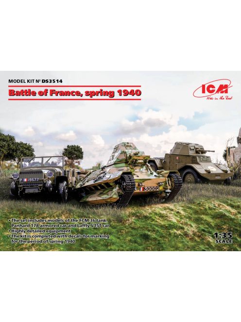 ICM - Battle of France, spring 1940. French combat vehicles  (Panhard 178 AMD-35, FCM 36, Laffly V15T)