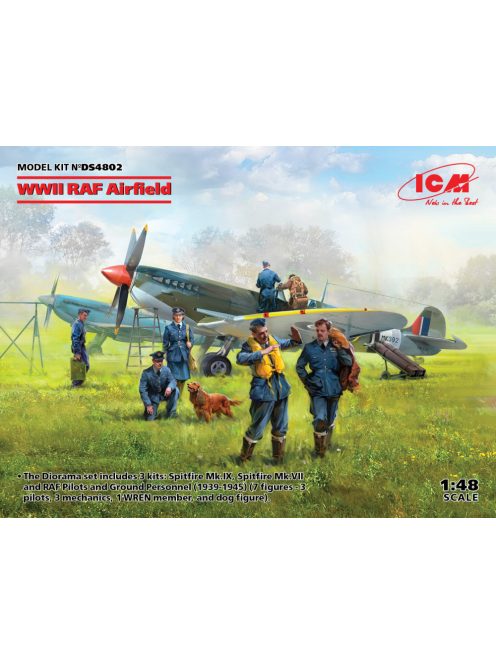 WWII RAF Airfield (Spitfire Mk.IX, Spitfire Mk.VII, RAF Pilots and Ground Personnel 7 figures)