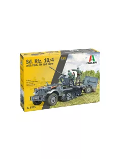   Italeri - 1:35 German half-track vehicle Sd.Kfz. 10/4 with 20mm FlaK 30 Anti-Aircraft Gun and 4 figures of Crew