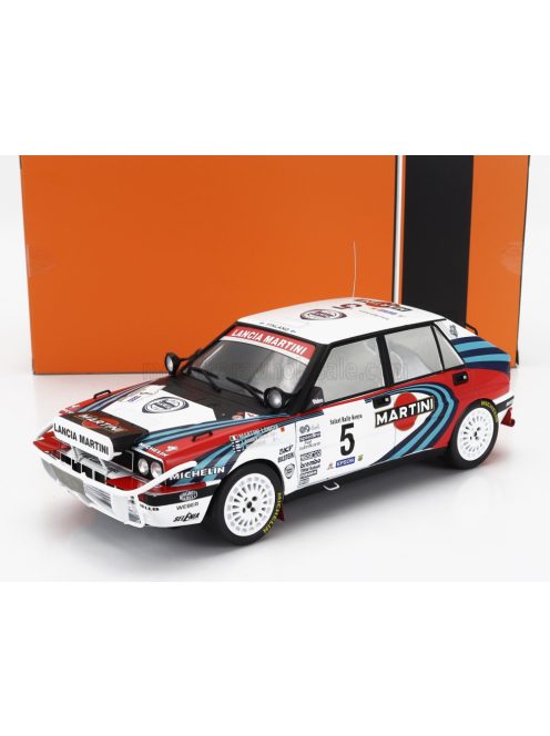 Ixo-Models - LANCIA DELTA INTEGRALE 16V MARTINI (night version) N 5 2nd RALLY SAFARI 1990 JUHA KANKKUNEN - JUHA PIIRONEN WHITE BLUE RED