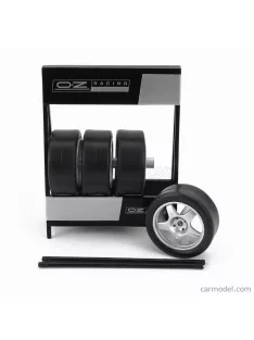   Ixo-Models - Accessories Cavalletto Supporto 4X Pneumatici Oz - Metal Rack With 4X Tyres Black Silver
