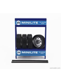   Ixo-Models - Accessories Cavalletto Supporto 4X Pneumatici Minilite - Metal Rack With 4X Tyres Black Silver