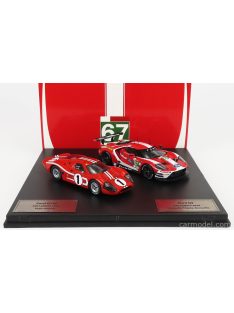   Ixo-Models - Gt Ford Ecoboost 3.5L Turbo V6 Team Ford Chip Ganassi Uk N67 4Th Lmgte Pro Class 24H Le Mans 2019 H.Tincknell - A.Priaulx - J.Bomarito + Gt40 Mkiv 7.0L V8 Team Shelby American Inc. N1 Winner 24H Le Mans 1967 A.J.Foyt - D.Gurney Red White