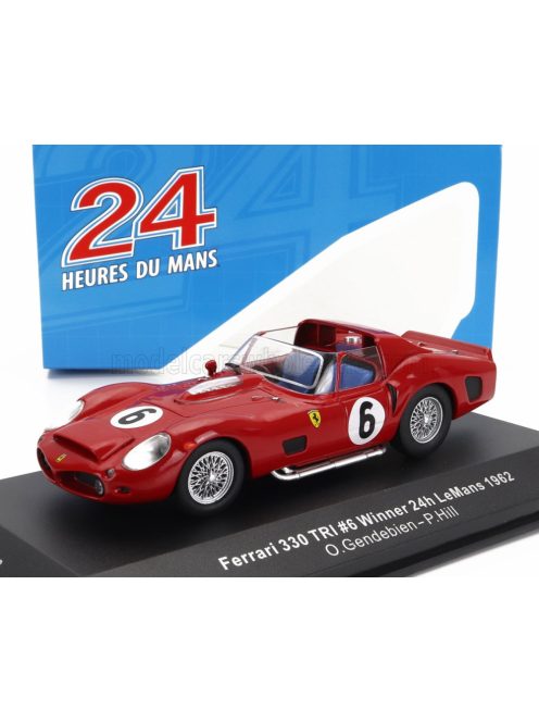 Ixo-Models - FERRARI 330 TRI LM SPIDER 4.0L V12 TEAM SPA FERRARI SEFAC N 6 WINNER 24h LE MANS 1962 O.GENDEBIEN - P.HILL RED