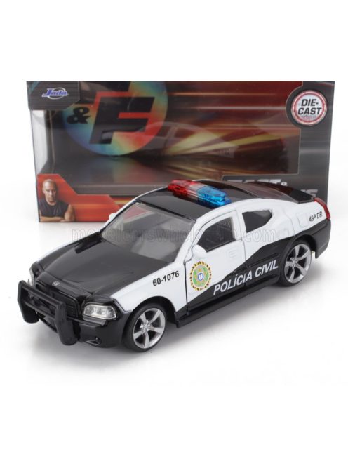 Jada - DODGE CHARGER SRT8 POLICE POLICIA CIVIL 2006 - FAST & FURIOUS BLACK WHITE