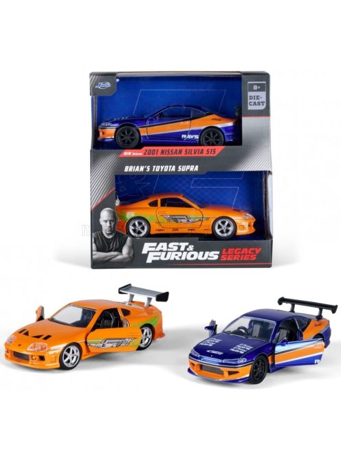Jada - NISSAN SET 2X FAST & FURIOUS - TOYOTA SUPRA MKIV 1995 - SILVIA S15 2001 ORANGE BLUE