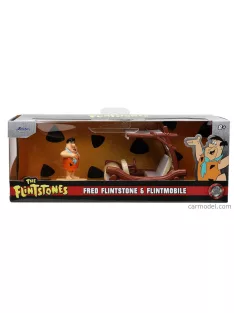   Jada - Hanna Barbera Auto Degli Antenati - The Flintstones Car With Fred Figure Red Beige