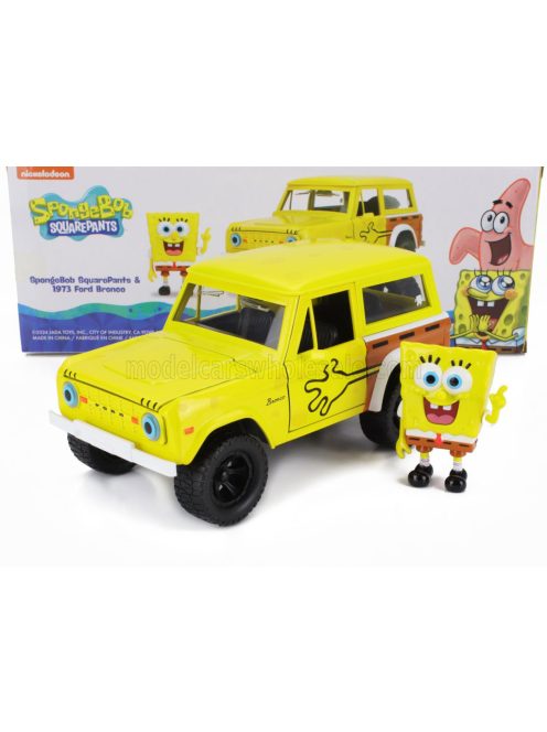 Jada - FORD USA BRONCO WITH SQUAREPANTS SPONGEBOB FIGURE 1973 YELLOW
