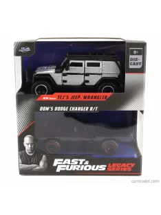   Jada - Dodge Set 2X Fast & Furious - Tej'S Jeep Wrangler + Dom'S Charger Black White