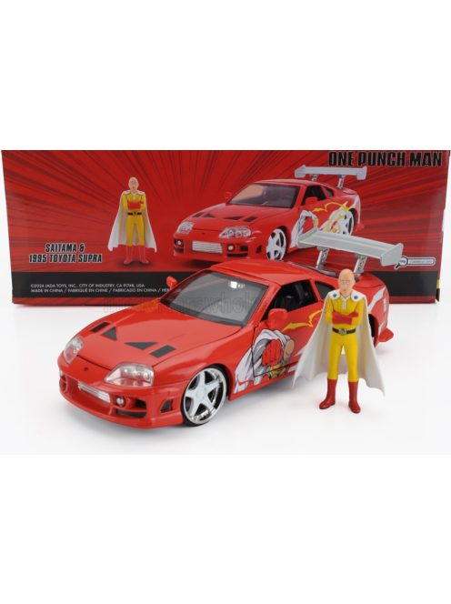 Jada - TOYOTA SUPRA WITH ONE PUNCH MAN SAITAMA FIGURE 1995 ORANGE