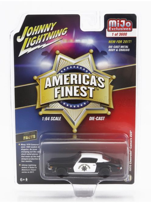 Johnny Lightning - CHEVROLET CAMARO HIGHWAY PATROL POLICE COUPE 1970 BLACK WHITE