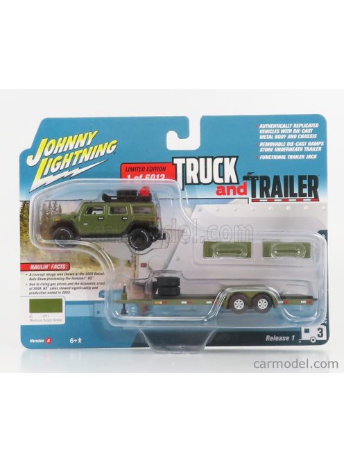 Johnny Lightning - Hummer H2 With Trailer 2004 Military Green