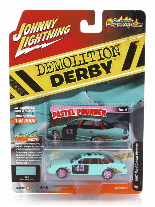 Johnny Lightning - FORD USA CROWN VICTORIA N 43 DEMILITION DERBY 1997 LIGHT BLUE BLACK