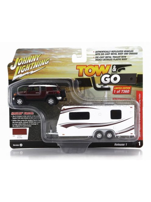 Johnny Lightning - TOYOTA FJ CRUISER 200 WITH ROULOTTE RED WHITE