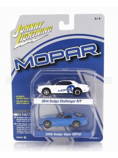   Johnny Lightning - DODGE SET 2X CHALLENGER R/T 2014 + VIPER SRT10 2008 BLUE WHITE