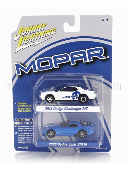 Johnny Lightning - DODGE SET 2X CHALLENGER R/T 2014 + VIPER SRT10 2008 BLUE WHITE