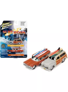   Johnny Lightning - Surf Rods1950 Mercury Woody Wagon Dakota Grey/Woody and 1959 Cadillac Ambulance Dull Red Johnny L