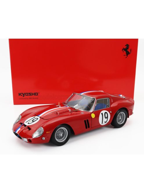 Kyosho - FERRARI 250 GTO 3.0L V12 COUPE TEAM PIERRE NOBLET N 19 2nd 24h LE MANS 1962 J.GUICHET - P.NOBLET RED WHITE BLUE