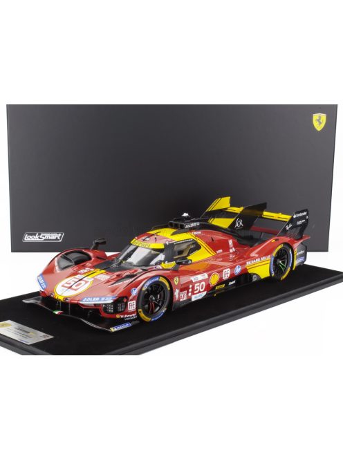 LookSmart - FERRARI 499P 3.0L TURBO V6 TEAM FERRARI AF CORSE N 50 WINNER 24h LE MANS 2024 ANTONIO FUOCO - MIGUEL MOLINA - NICKLAS NIELSEN RED YELLOW BLACK