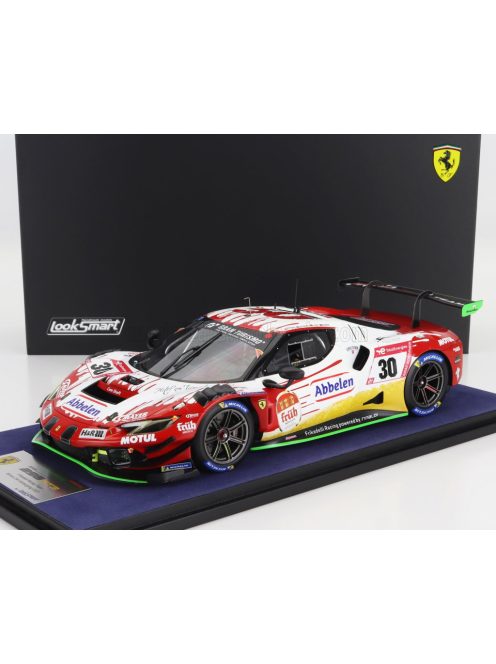 LookSmart - FERRARI 296 GT3 3.0L TWIN TURBO V6 TEAM FRIKADELLI RACING N 30 WINNER 24h NURBURGRING 2023 EARL BAMBER - NICKY CATSBURG - FELIPE FERNANDEZ LASER - DAVID PITTARD - CON VETRINA - WITH SHOWCASE WHITE RED