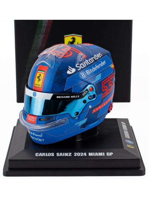 LookSmart - BELL HELMET CASCO HELMET F1 CARLOS SAINZ TEAM FERRARI HP N 55 MIAMI GP 2024 BLUE RED