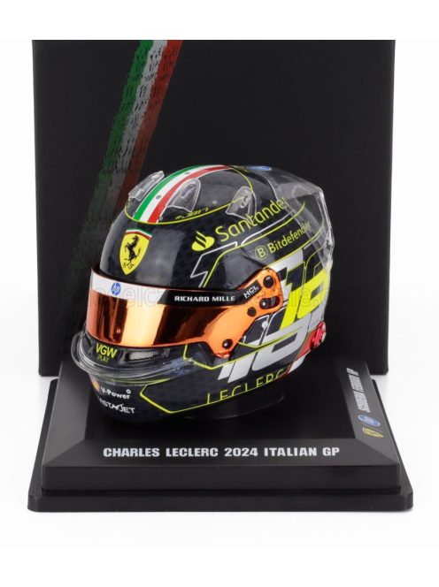LookSmart - BELL HELMET CASCO HELMET F1 CHARLES LECLERC TEAM FERRARI HP N 16 WINNER MONZA ITALY GP 2024 BLACK