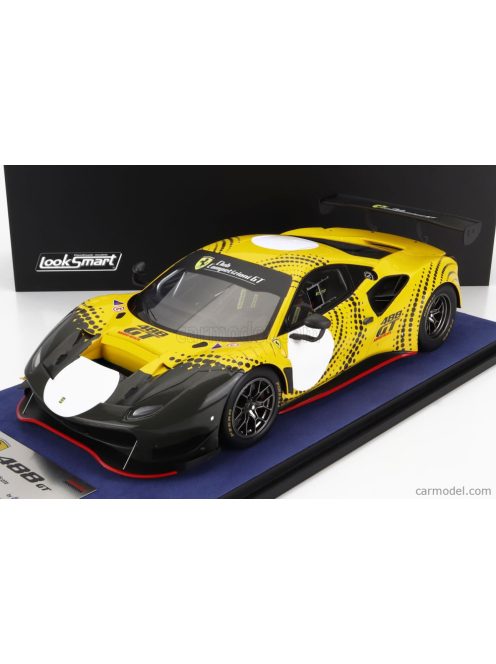 Looksmart - Ferrari 488 Gt Modificata Club Competizioni Gt 2020 - Con Vetrina - With Showcase Yellow Gloss Grey