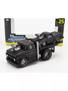   Maisto - CHEVROLET C-60 FLATBED CAR TRANSPORTER 1966 WITH 454 SS PICK-UP CUSTOM 1993 BLACK