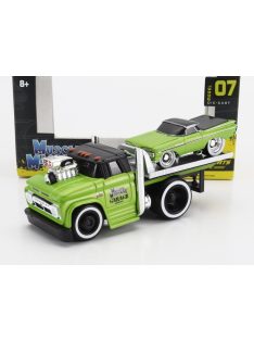   Maisto - CHEVROLET C-60 FLATBED CAR TRANSPORTER 1966 WITH CHEVROLET EL CAMINO PICK-UP CUSTOM 1959 LIGHT GREEN MET