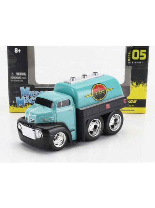 Maisto - FORD USA COE FUEL TANKER TRUCK GASOLINE 3-ASSI CUSTOM 1950 LIGHT BLUE BLACK