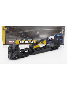   Maisto - VOLVO FH16 XL 750 TRUCK PIANALE TRASPORTO EC220E ESCAVATORE CINGOLATO EXCAVATOR BLACK YELLOW