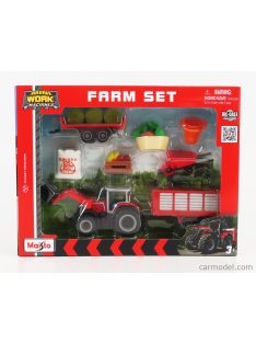   Maisto - Massey Ferguson Farm Set 8S.285 Tractor With Accessories 2018 Red Grey