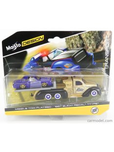   Maisto - Buick Missele Tow Ramp Truck 3-Assi With Regal-T Custom 1982 Gold Blue