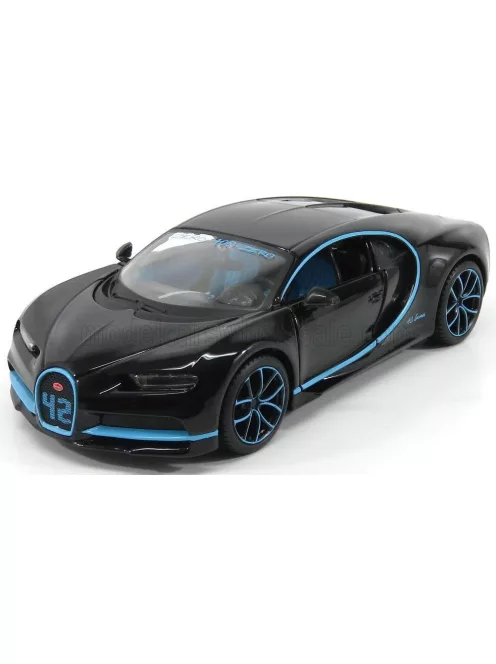 Maisto - BUGATTI CHIRON LE PATRON N 42 2017 - ZERO 400Km/h ZERO 42 SECONDS - MONTOYA BLACK MET - LIGHT BLUE