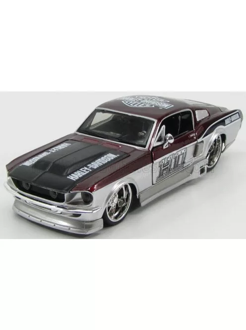Maisto - FORD USA MUSTANG GT CUSTOM HARLEY-DAVIDSON 1967 BORDEAUX MET SILVER