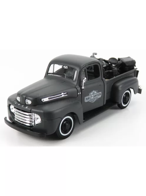 Maisto - FORD USA F-1 PICK-UP CUSTOM USA HARLEY-DAVIDSON 1948 + MOTORCYCLE HARLEY DAVIDSON WLA FLATHEAD 1942 MATT GREY