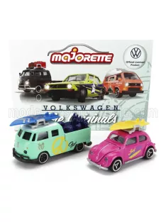   Majorette - VOLKSWAGEN SET 2X T1 DOUBLE CABINE PICK-UP 1962 + BEETLE KAFER MAGGIOLINO 1959 VARIOUS