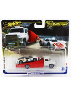   Mattel Hot Wheels - TRUCK CARRY ON CAR TRANSPORTER WITH PORSCHE 906 CARRERA 6 N 82 RACING 1966 WHITE RED