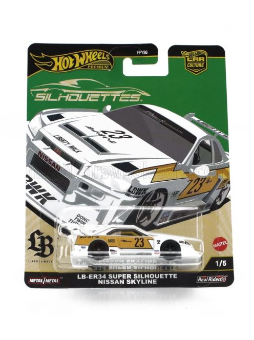 Mattel Hot Wheels - NISSAN SKYLINE LB-ER34 LB-WORKS SUPER SILHOUETTE N 23 RACING 2020 WHITE YELLOW