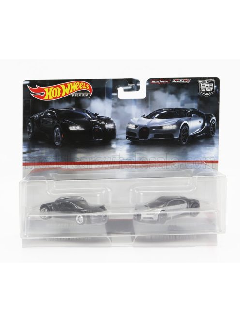 Mattel Hot Wheels - BUGATTI SET 2X VEYRON 2009 + BUGATTI CHIRON 2016 BLACK SILVER