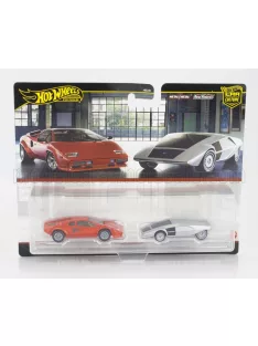   Mattel Hot Wheels - LAMBORGHINI SET 2X COUNTACH LP5000 QUATTROVALVOLE 1982 + STRATOS ZERO CONCEPT 1970 RED SILVER