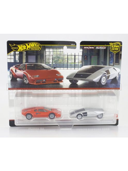 Mattel Hot Wheels - LAMBORGHINI SET 2X COUNTACH LP5000 QUATTROVALVOLE 1982 + STRATOS ZERO CONCEPT 1970 RED SILVER