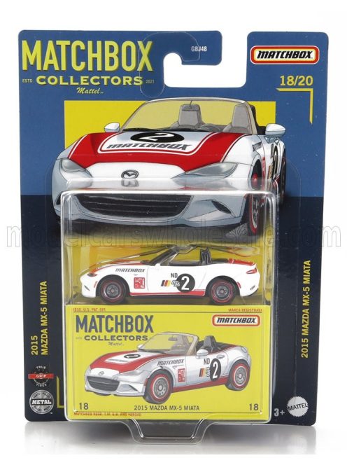 Mattel Hot Wheels - MAZDA MX-5 SPIDER MIATA N 2 RACING 2015 WHITE RED