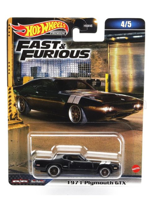 Mattel Hot Wheels - PLYMOUTH DOM'S GTX COUPE 1971 - FAST & FURIOUS 8 2017 BLACK SILVER